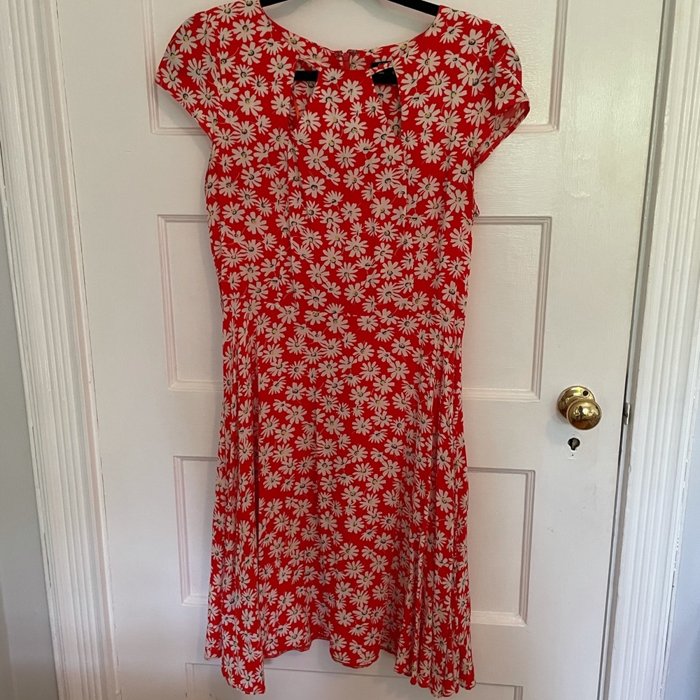Burnt Orange floral short sleeve dress
